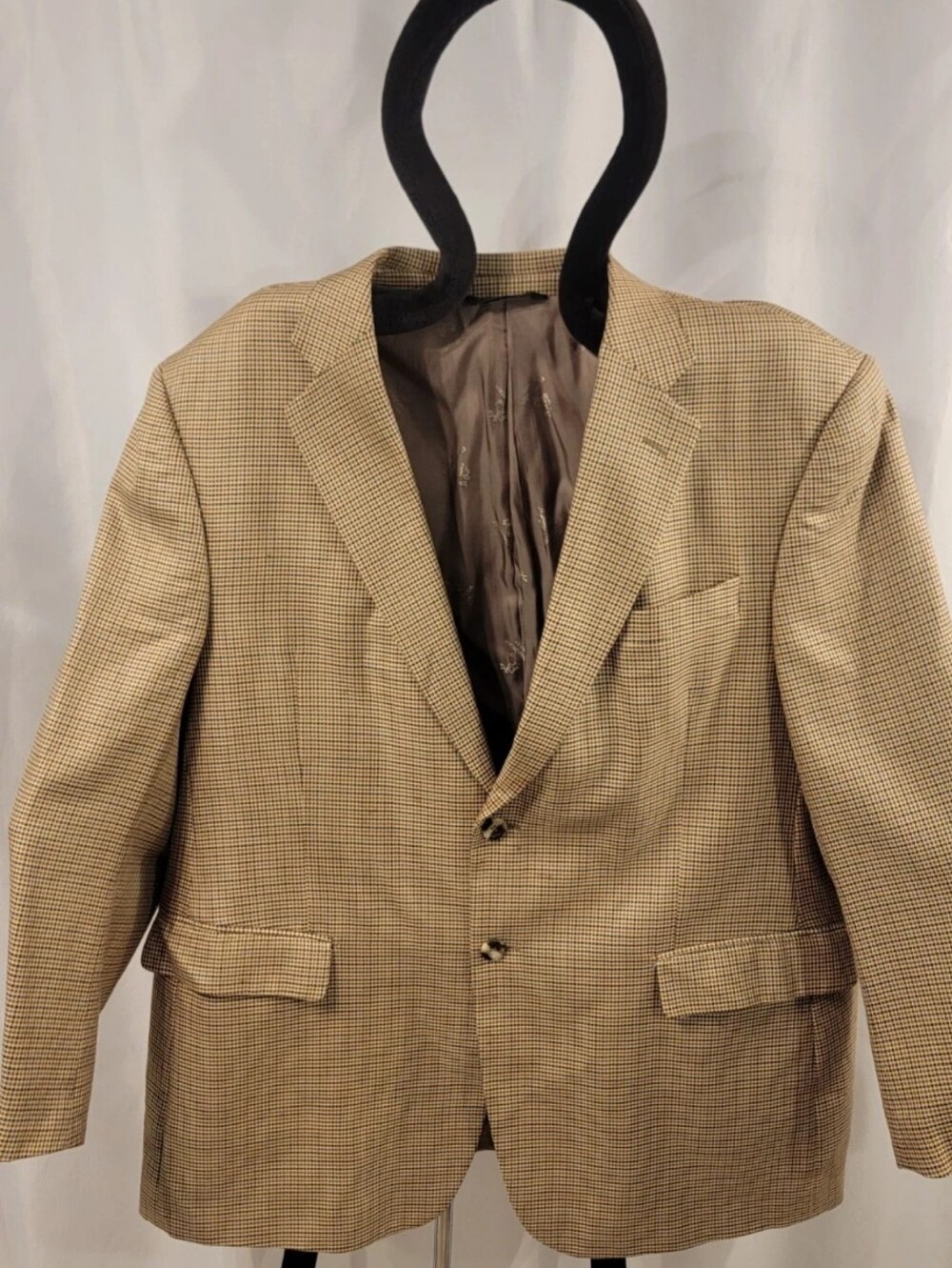 PRONTO MODA ITALIA Mens Blazer Wool Silk Cashmere Houndstooth Coat Jacket 46S